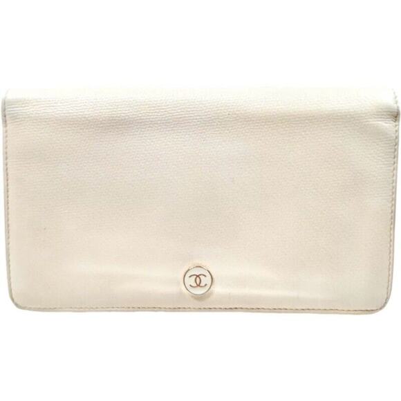 Chanel Vintage Long Wallet White Leather Authentic - Picture 1 of 10